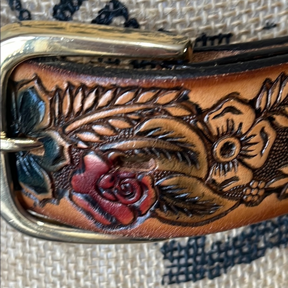 vintage Hand tooled leather belt "Jo Ann" Made in USA - Picture 7 of 14